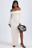 Modal Off Shoulder Open Back Maxi Dress in Ivory