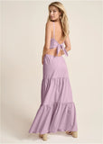 Cutout Tie Back Maxi Dress Light Purple