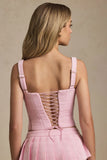 Lace Up Corset Top in Soft Pink