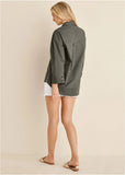 V Neck Oversized Shirt Olive