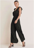 Tie Strap Wide Leg Jumpsuit Jet Black