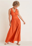 Lace Detail Drop Waist Maxi Orange