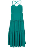Key Hole Midi Dress Tropical Green