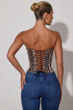 Lace Up Corset Top in Leopard Print