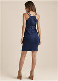 Denim Dress With Zipper Dark Wash