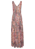 Tiered Maxi Dress Pink Red