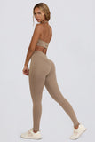 Brushed Jersey Ruched Mid Rise Leggings in Mocha Marl