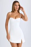 Modal Sweetheart Neck A Line Mini Dress in White