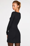 Ribbed Modal Long Sleeve Laced Bra Mini Dress in Black
