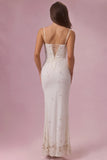 Embellished Corset Maxi Dress in Pearl