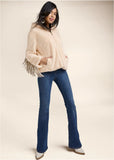 Faux Fur Bomber Jacket With Fringe Detail White