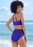 High Neck Keyhole Swim Top Cobalt Blue