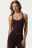 Soft Active Sweetheart Neck Tank Top in Espresso