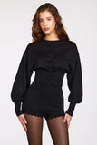 Knit Long Sleeve Cardigan in Black