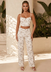 Forever Flirty Floral Denim Jeans White