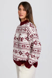 Jacquard Knit Oversized Jumper in Crimson Red