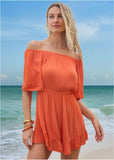 Flirty Cover Up Romper Coral Bright