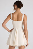 Tie Detail A Line Micro Mini Dress in Ivory