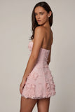 Embellished Bandeau A line Mini Dress in Ballet Pink