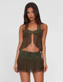 ADELINA MINI SKIRT GREEN KHAKI GREEN IVORY