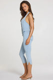 Denim Capri Jumpsuit in Light Denim