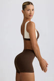 Ruched Mini Shorts in Pecan Marl