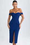 Off Shoulder Midaxi Dress in True Navy