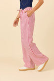 Amanda Pink Textured Striped Pants