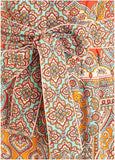 Linen Tie Waist Romper Medallion Golden Patchwork