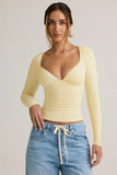 Modal Ruched Long Sleeve Top in Buttercream Yellow
