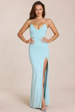 Deep V Neck Maxi Dress in Light Blue