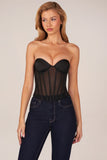 Bandeau Lace Up Corset Top in Black