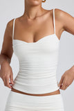 Modal Ruched Layered Tank Top in White