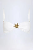 Hardware Detail Halterneck Bikini Top in White
