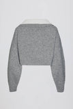 Soft Knit Layered Collar Cropped Jumper in Grey