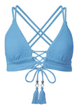 Tassel Tie Triangle Top Blue Belle