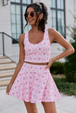 Head Start Pink Floral and Bows Printed V Shaped Back Active Top
