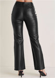 Faux Leather Bootcut Pants Jet Black