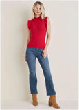 Ruffle Mock Neck Sweater Haute Red