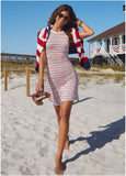 Printed Fit And Flare Dress Tricolor Boardwalk Stripe