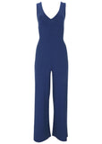 Relaxed V Neck Jumpsuit Dark Blue