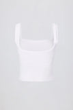 Seamless Soft Rib Square Neck Tank Top in White