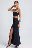 Hardware Detail Cut Out Maxi Dress in Black