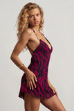 Open Back A Line Mini Dress in Pink Zebra Print