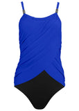 Slimming Draped One Piece Cobalt Black