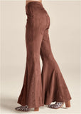 Faux Suede Flare Pants Brown Multi