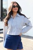 Say It Again Navy Striped Denim Jacket FINAL SALE