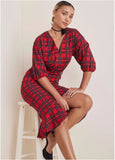 Ruffled Midi Dress Racing Red Multi