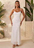 Forever Begins 3D Flower Maxi Dress White