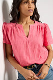 Shelby Textured Split Neck Top